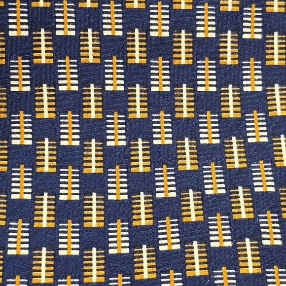 Hickey Freeman Neck Tie Blue Yellow Geometric 100% Silk Made in Italy - Picture 2 of 7